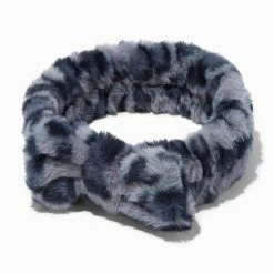 Flash Sale 🥰 Claire's Grey Leopard Furry Makeup Bow Headwrap 🎁
