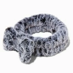 Outlet 🤩 Claire's Grey Furry Makeup Bow Headwrap ✨