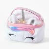 Promo 😉 Claire's Club Furry Unicorn Makeup Bag - White 🎉 -Claire’s Shop 23229 1