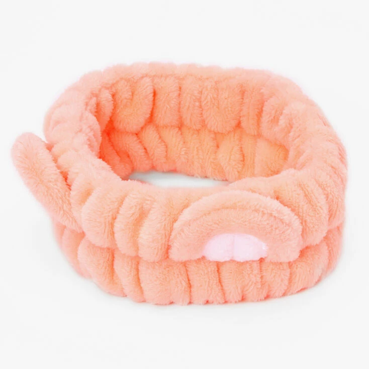 Best Sale π Claire's Plush Coral Bear Ear Makeup Headwrap π 3 Best Sale π Claire's Plush Coral Bear Ear Makeup Headwrap π