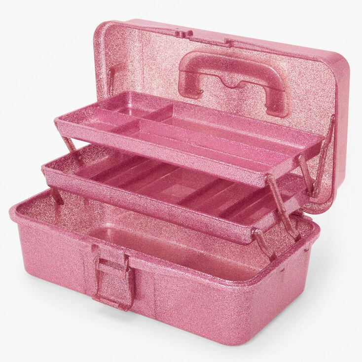 Outlet ❤️ Claire's Glitter Makeup Holder Case - Pink 🌟 3 Outlet ❤️ Claire's Glitter Makeup Holder Case - Pink 🌟 - Image 2
