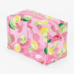 Deals 👍 Claire's Pink Citrus Transparent Makeup Bag 🎁