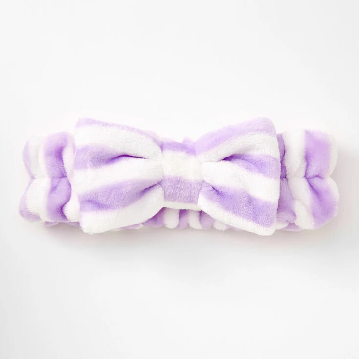Hot Sale ???? Claire's Stripe Makeup Bow Headwrap - Lilac ???? 4 Hot Sale ???? Claire's Stripe Makeup Bow Headwrap - Lilac ???? - Image 2